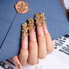 LOVFUL Gold Bling Press On Nails, Stunning Drill Glue On Nails, Luxury Fake Nails, Princess Nails | Handmade Nails l Fake Stick on nails | 2.16in Long Square | H84(L)