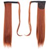 SWACC Women Long Straight/Curly Wavy Wrap Around Ponytail Extension Synthetic Hair Piece Clip in Hair extensions (Straight, Dark Copper Red-13#)