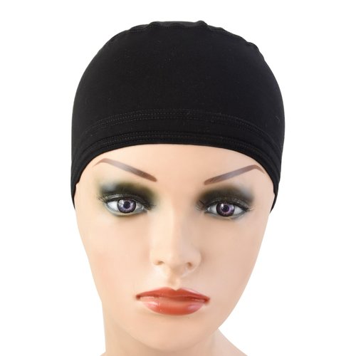 Bamboo Fiber Wigs Cap Soft Lace Fiber Wigs Cap with Adjustable Strap for Wig Making (Black)