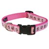 Small Pink/Brown Puppy Paws Dog Collar: 5/8" wide, Adjusts 10-14" - Made in USA.