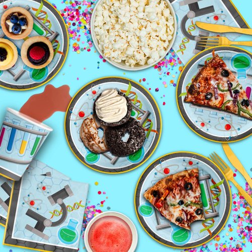 Super Science Birthday Party Supplies Set Plates Napkins Cups Tableware Kit for 16