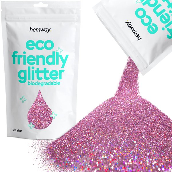 Hemway Eco Friendly Biodegradable Glitter 100g / 3.5oz Bio Cosmetic Safe Sparkle Vegan for Face, Eyeshadow, Body, Hair, Nail and Festival Makeup, Craft - 1/128" 0.008" 0.2mm - Pink Holo