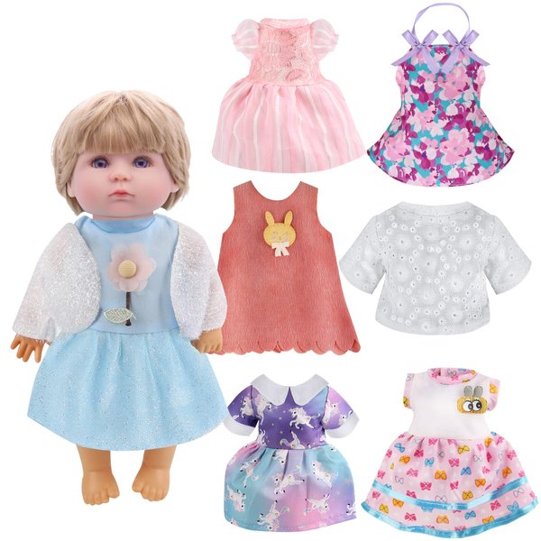 Girl Doll Clothes and Accessories 6 Sets Doll Clothes for 12 Inch Dolls Alive-Baby Doll Clothes Dress Pajamas Lovely Baby Doll Outfits Accessories for Christmas Birthday for Little Girl