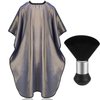 FEBSNOW Professional Hair Cutting Cape with Neck Duster Brush, Salon Barber Cape, Hair Cutting Accessories (Gray)