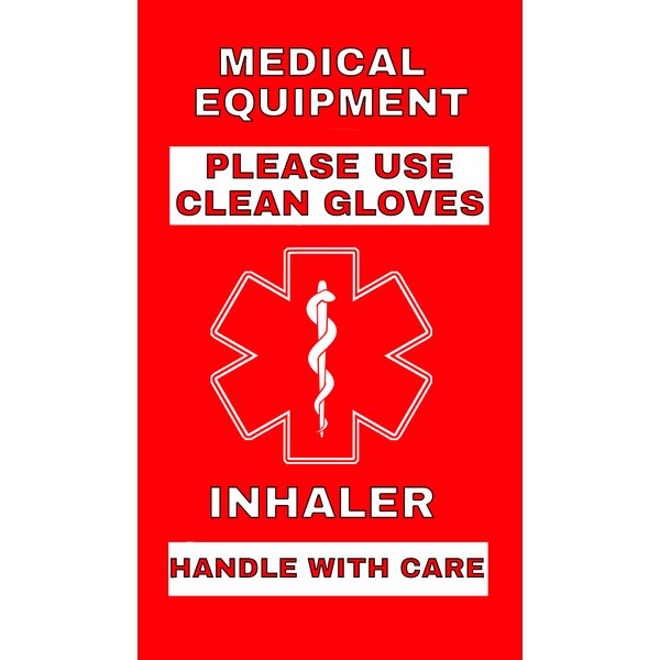 Inhaler Medical Alert Equipment Luggage Tag - Handle with Care, DOT and ACAA regulations (LTI-145) Quantity (1)