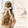 3PCS Silky Satin Hair Bows, Etercycle Beautiful Hair Ribbon Tassel Bow Clip, BowKnot Barrettes Hair Accessories Alligator Clips Hair Bow for Women Girls(Black/Beige/White)