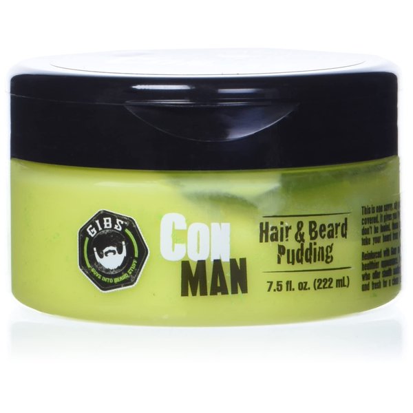 GIBS Con Man Hair & Beard Pudding - Leave-In Conditioner, Curl Definer,Green 7.5 Fl oz