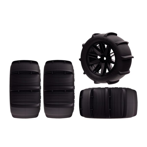 Mesimsple Pre Glued Plastic H14BM Wheel And Paddle Tire Rim for MJX Hyper Go 1/14 H14BM 1/16 H16BM H16PL H16DR Series Upgrades Part