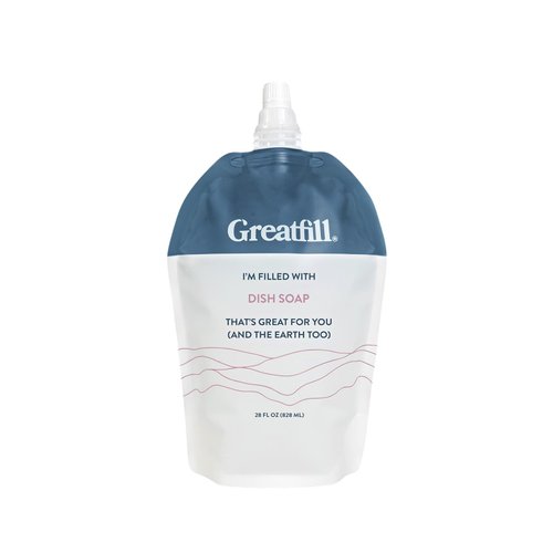 Greatfill Dish Soap Refill, Grapefruit and Mandarin, All-Natural & Eco-Friendly Ingredients, Enriched with Essential Oils, Returnable Refill Pouch (28oz, Pack of 1)