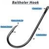 Baitholder Fishing Hooks Barbed Shank Beak Bait Holder Hooks Black Carbon Steel Offset Jig Fishing Hooks Saltwater Freshwater #2