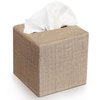 Stylish Tissue Box Cover - This Burlap Holder Instantly Covers Your Square Tissue Boxes - The Perfect Fall Decorative Cube Cover for Your Bathroom and Home