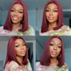 99J Burgundy Lace Front Wigs Human Hair 13x4 Short Bob Wig HD Lace Front Human Hair Wig Pre Plucked with Baby Hair 8inch180% Density Win Red Burgundy Color Bob Wig for Women Human Hair
