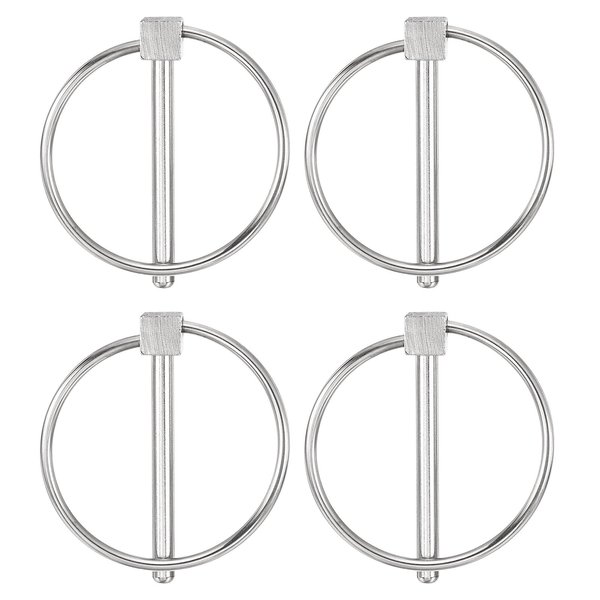 uxcell 4Pcs 0.18" x 1.65" Tractor Pins 304 Stainless Steel Linch Pin Assortment Kit with Ring for Trailers, Farm Tractors, Trucks, Lawn Mowers, Silver