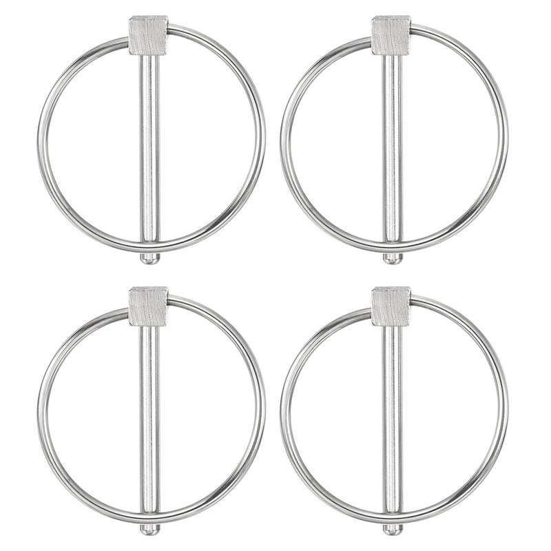 uxcell 4Pcs 0.18" x 1.65" Tractor Pins 304 Stainless Steel Linch Pin Assortment Kit with Ring for...