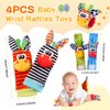 PHEZAPA Baby Wrist Rattles Foot Finder Socks Set, Infant rattle Socks and baby hand rattles wrist, Newborn Soft Sensory Toys,Infant Wrist Rattles for Babies 0-6 Months,Baby Gifts 6-12 Months（classics）