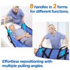 ZHEEYI Multipurpose 43" x 36" Positioning Bed Pad with Reinforced Handles - Reusable & Washable Patient Sheet for Turning, Lifting & Repositioning - Double-Sided Nylon Fabric, Blue