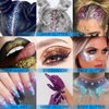 12 Colors Body Glitter Gel Kit, Super Long Lasting Holographic Chunky Glitter Gel Festival Party Makeup for Face, Body, Hair, Nail Art, Eyeshadow, 3Pcs Sponge Makeup Brush Include (Set C)