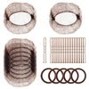 TsMADDTs Hair Nets for Buns Invisible Hair Nets and U Shaped Pins Set, 30PCS Hair Net, 30PCS 2.4 INCH Hair Pins, 5PCS Hair Bands, Brown