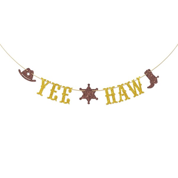 Halawawa Yee Haw Banner, Western Cowboy Party Decoration Bunting Banner, Wild West Party Kids Birthday/Baby Shower/Wedding Party Supplies