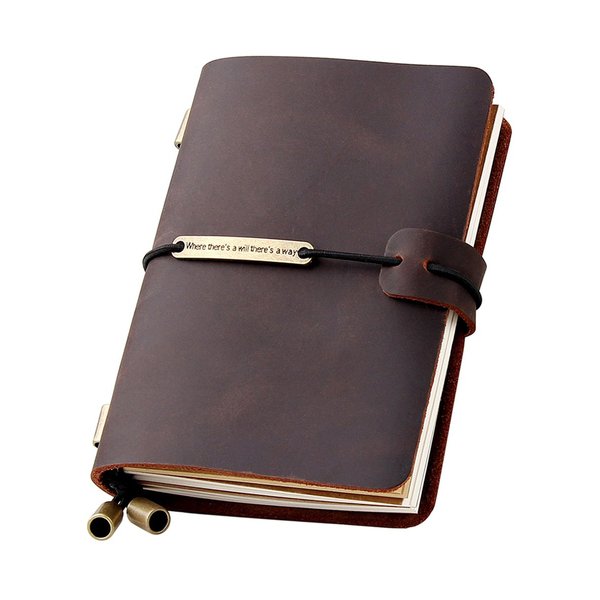 Refillable Handmade Travelers Notebook, Leather Travel Journal Notebook for Men & Women, Perfect for Writing, Gifts, Travelers, Small Size 5.2" x 4" Inches - Coffee