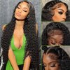 PUVEPK 13X4 HD Curly Lace Front Wigs Human Hair Pre Plucked with Baby Hair 180% Density Brazilian Deep Curly Wave Human Hair Wigs for Black Women Glueless Lace frontal Wigs Natural Color (26 inch)