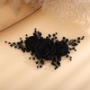 Kercisbeauty Sofe Chiffon Black Rose Flower Headband with Rhinestones Crystal Beads Women Girls Handmade Black Hair Jewelry Wedding Hair Piece
