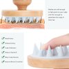 Scalp Massager Shampoo Brush, Wooden Wet and Dry Hair Scalp Care Brush, Shower Brush Scalp Scrubber Exfoliator with Soft Silicone Bristles for Dandruff Removal, Hair Growth (White)