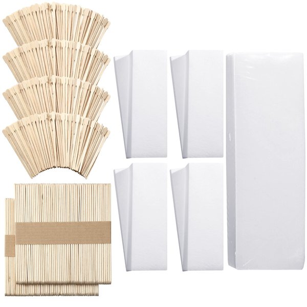 Ireer 1000 Pcs Wax Strips and Sticks Kit 500 Pcs Non Woven Waxing Strips 500 Pcs Assorted Wax Applicator Sticks Soft Wooden Facial Body Wax Strips for Hair Removal Spa Home Women Men Leg Eyebrow
