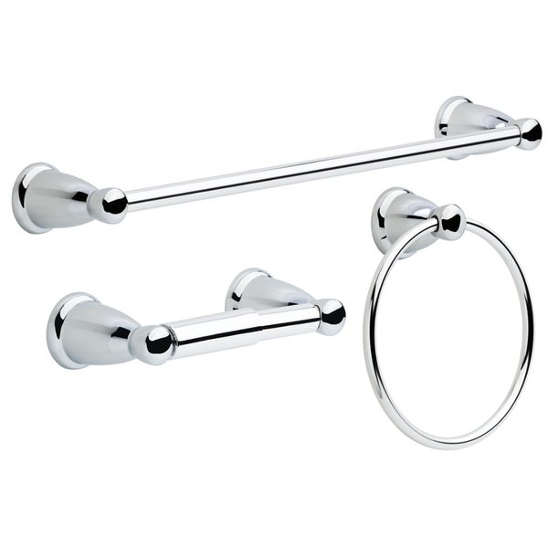 Franklin Brass Kinla (3-Pack) Bathroom Set Polished Chrome 24" Towel Bar Racks,Toilet Paper Holder, Hand Towel Holder | Bathroom Accessory Set Towel Holder Hardware Set KIN3PC-PC