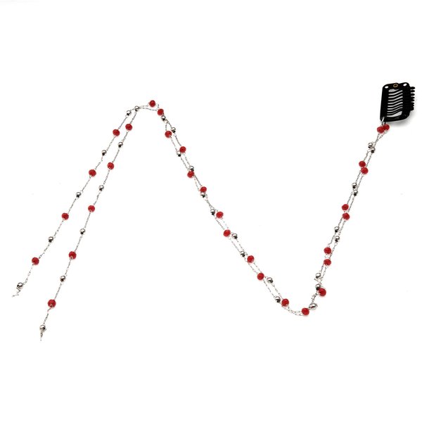 Zipetatah Red Crystal Hair Chain, Pearl Headwear Headband, Women's Wedding Hair Band with Little Clip, Fashionable Head Chain Suitable for Weddings, Banquets, Birthday Parties, etc