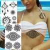 Kotbs 8 Sheets Black Henna Tattoos, Realistic Temporary Tattoos for Women Girls, Lace Mehndi Mandala Lotus Feather Dreamcatcher Pattern Fake Tattoo