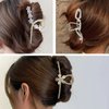 Yonchic 3-Piece Multiple Shapes Metal Hair Clips, Tulip Hair Claws for Thin/Medium Thick Hair, Elegant Camellia Barrettes Strong Hold Clamps Non Slip Cute Rhinestone Catch Accessories