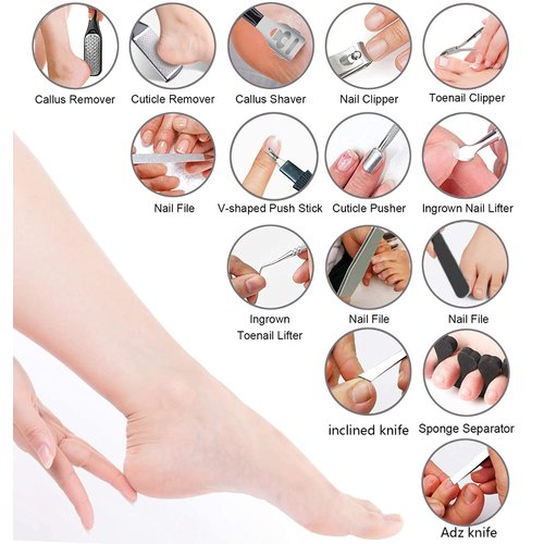 36 in 1 Pedicure Kit, Professional Pedicure Tools Foot Rasp Foot Dead Skin Remover for Home & Salon Care