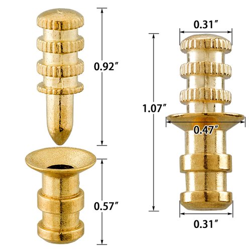 PAGOW 15 Packs Table Bolt Sleeve Connectors, Zinc Alloy Table Leaf Dowel Pins Sets with Sockets Table Top Leaf Alignment Pins (0.3" X 1.1")