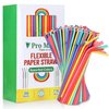 Pro Mael 200-Pack Paper Drinking Straws Biodegradable, Flexible Straws Bulk for Juices, Shakes, Smoothies - Disposable& Eco-Friendly Straw for Birthdays, Weddings & Party (5 Colors)