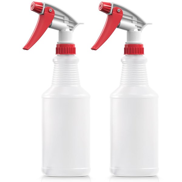 Bar5F Plastic Spray Bottle 2 Pack, 16 Oz, All-Purpose, Leak Proof, Empty for Chemical and Cleaning Solutions, Adjustable Head Sprayer Fine to Stream (Red)