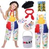 Tacobear Kids Artist Costume with Overalls Beret Beard Bow Tie Paint Bucket Brush, Halloween Career Day Outfit for Boys Girls