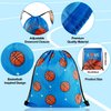 PLMMOUT 12Pcs Basketball Drawstring Bags,Basketball Party Favors Goodie Bags,Basketball Backpacks Gift Bags for Sports Party Supplies(Blue)