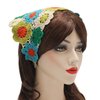 ZLYC Women Cotton Triangle Head Scarf Crochet Hair Bandanas Handmade Kint Turban (Floral Green)
