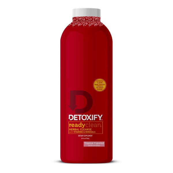 Detoxify – Ready Clean Herbal Cleanse – Tropical – 16 oz – Professionally Formulated Herbal Detox Drink – Enhanced with Milk Thistle Seed Extract & Burdock Root Extract – Plus Sticker.