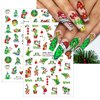 Christmas Nail Art Stickers Funny Cartoon Grinchs Design 3D Self-Adhesive Nail Decals Xmas Tree Santa Claus Acrylic Nail Decorations Winter Nail Supplies Holiday DIY Manicure Accessories for Women