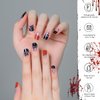24pcs Halloween Semi Cured Gel Nail Stickers Long Lasting Manicure Nail Wraps Salon-Quality Semi-Cured Gel Nail Strips UV Lamp Required Semicured Gel Nail Wraps for Women (Trick Cat 065)