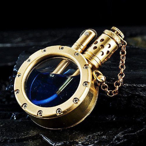 Vintage Antique Lighter with Creative Transparent Bottle Design, Cool Steampunk Kerosene Lighter, Grinding Wheel Ignition Lighter Unique Birthday Gifts for Men Dad Husband (Gold)