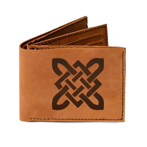 VietsWay Men's Celtic Circle Tattoo -4 Handmade Genuine Leather Trifold Wallet MHLT_05