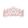Weddingtopia Crystal Princess Pageant Rose Gold Wedding tiara for bridal Plus Wedding Necklace Set– Rhinestone Bridal Tiara Crown With Side Comb (ROSE GOLD AB)