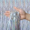 QRabbit 4 Pack Silver Party Streamers, Shiny Foil Fringe Curtain Backdrop for Birthday Wedding Bachelorette Baby Shower Bridal Shower Christmas Party Decorations (3.3 x 6.6 ft)