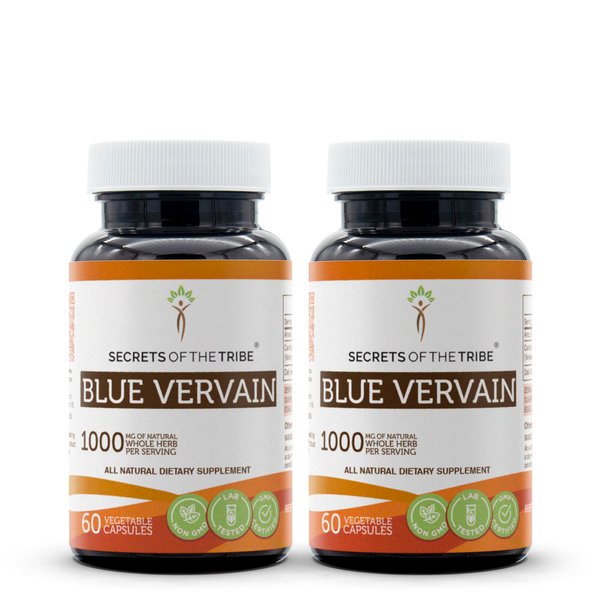 Secrets of the Tribe Blue Vervain 60 Capsules(2 pcs.), 1000 mg, Blue Vervain (Verbena Hastata) Dried Herb (2x60 Capsules)