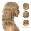 Ulzzviy Blonde Wig with Bangs for Women Colorful Charming Synthetic Wigs Shoulder Length Curly Bob Wigs Heat Resistant Fiber Hair Blonde Wig for White Women Girls Use