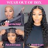 ALLRUN Wear And Go 4x4 Water Wave Closure Wigs Human Hair 22 Inch Curly Wigs For Black Women Glueless Hd Lace Wigs Pre-Cut Pre Plucked Pre-Bleached Human Hair Wigs 180% Density