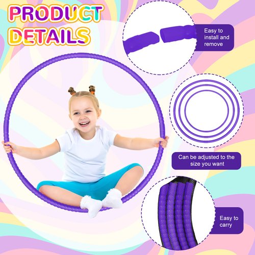 Shappy 6 Pcs Exercise Hoop Detachable Adjustable Plastic Toy Hoop Playground Toys Colored Hoop Circles for Teens Games Gymnastics Dog Agility Equipment Party Decor(24 Inch,Purple)